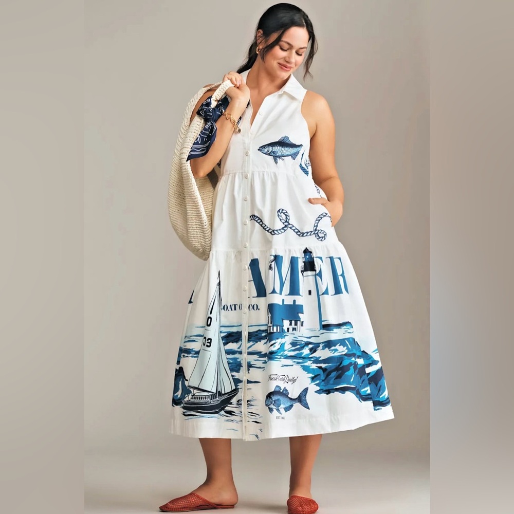 Anthropologie Maeve Sleeveless Midi Shirt Dress - Picture 2 of 8